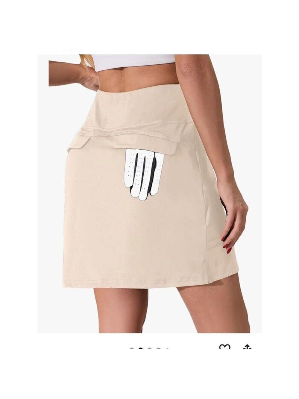 Oyamiki Golf Skirts High Waisted Skorts for Summer with 4 Pockets, Khaki, XL - Picture 2 of 10